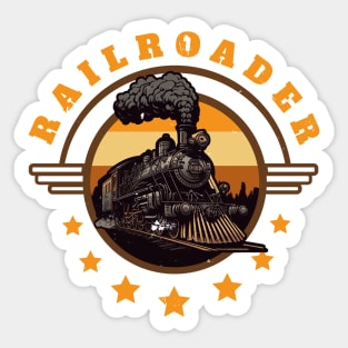 Railroader Steam Locomotive Railroad Sticker